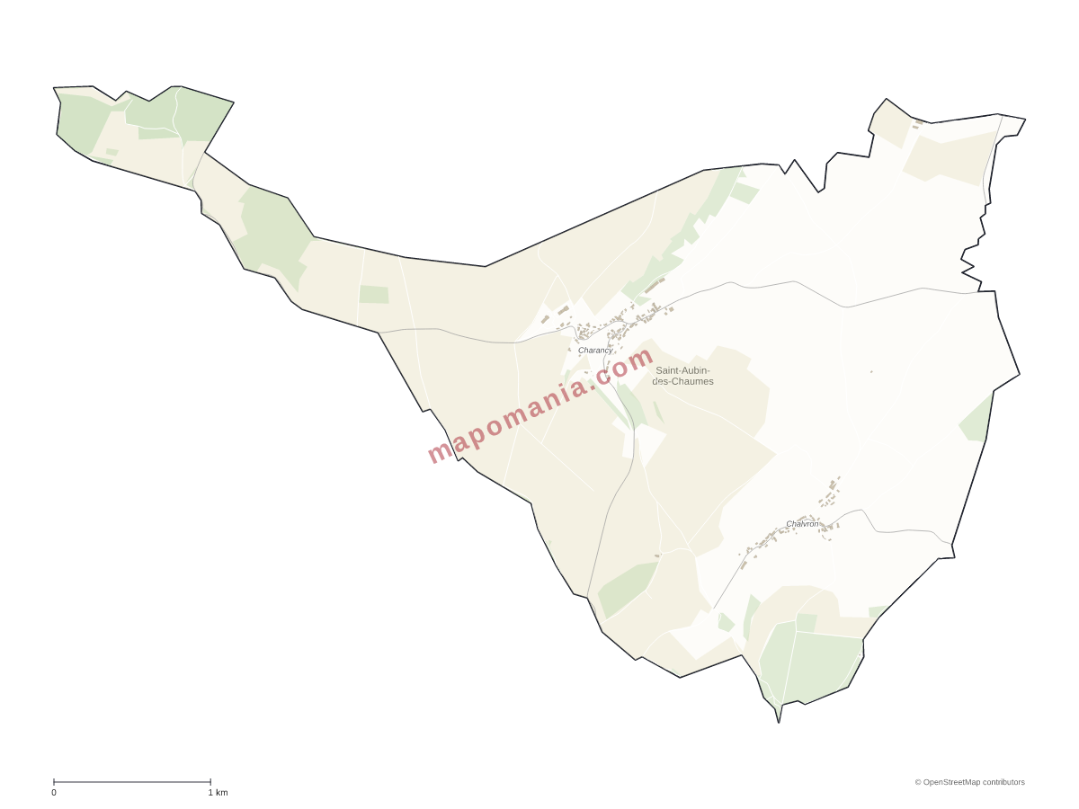 Carte de Saint-Aubin-des-Chaumes à personnaliser