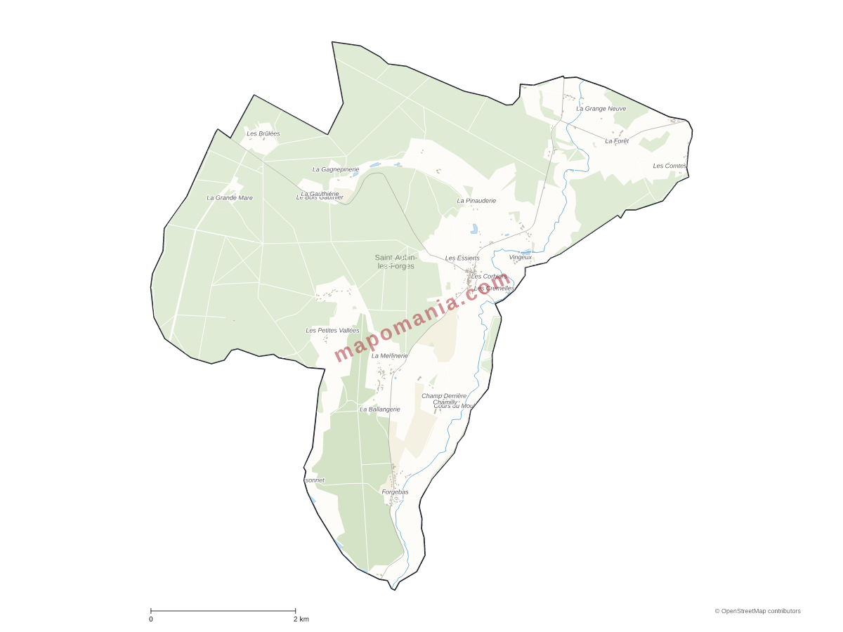Carte de Saint-Aubin-les-Forges à personnaliser