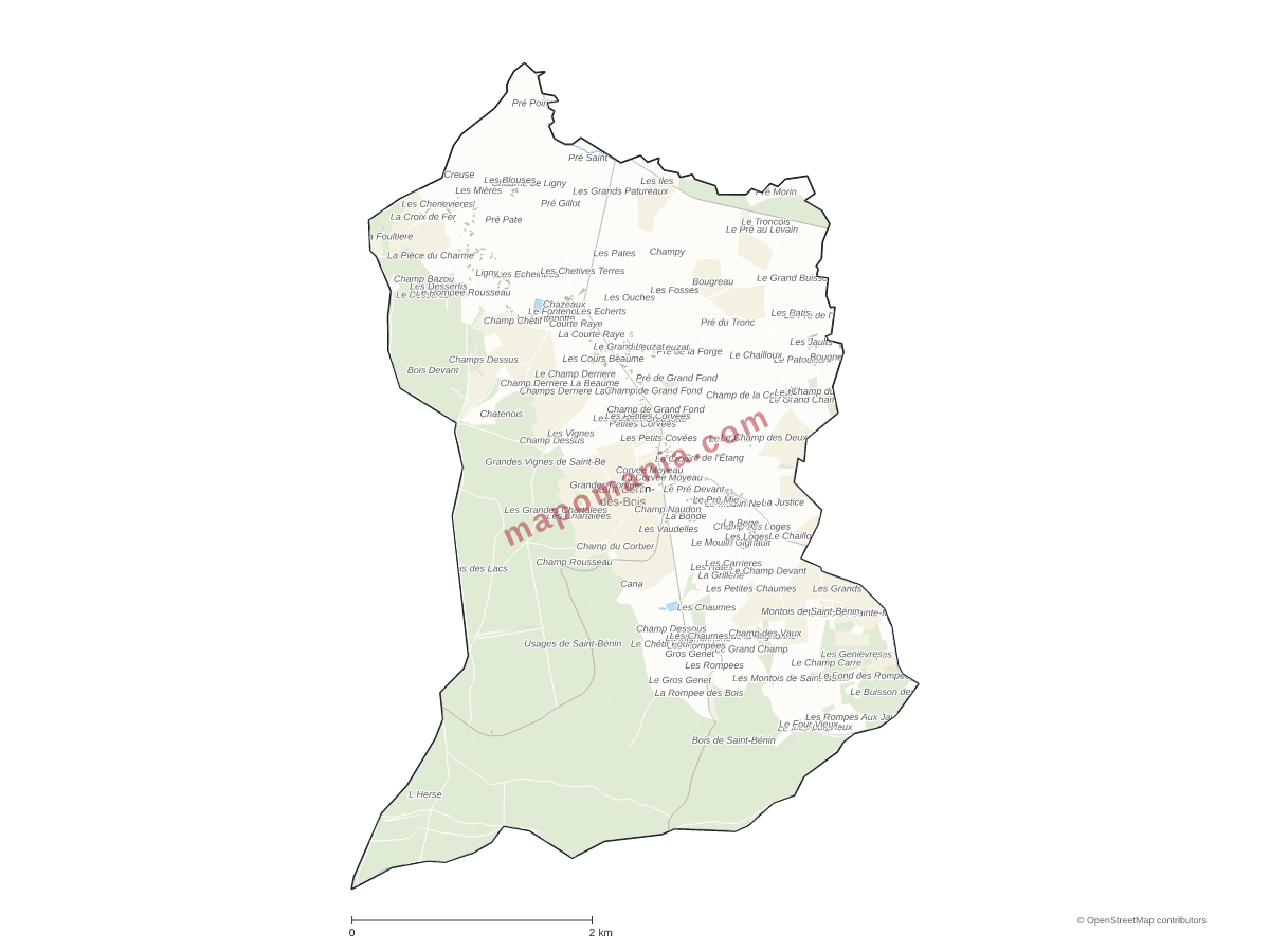 Carte de Saint-Benin-des-Bois à personnaliser