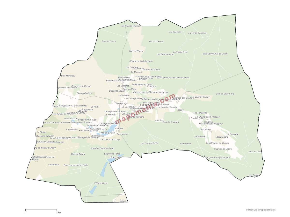 Carte de Sainte-Colombe-des-Bois à personnaliser