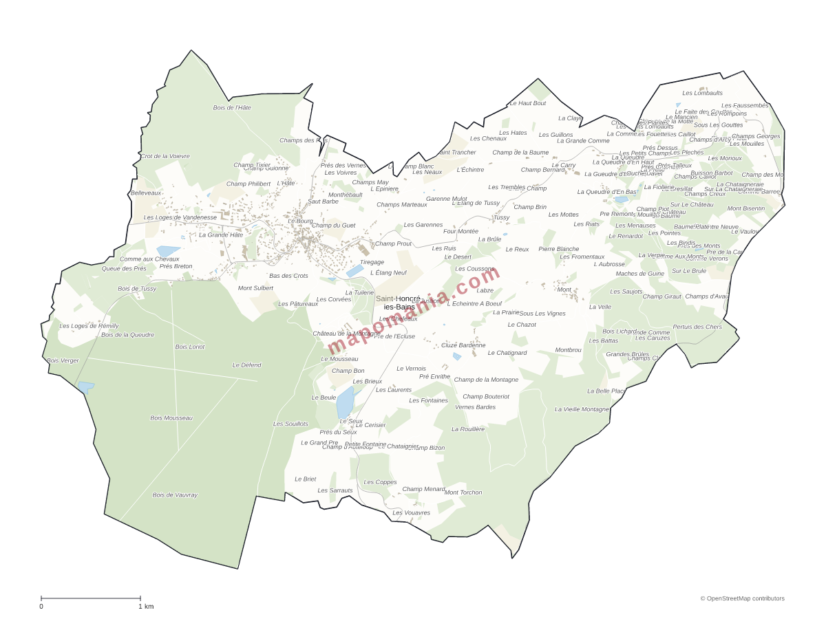 Carte de Saint-Honoré-les-Bains à personnaliser