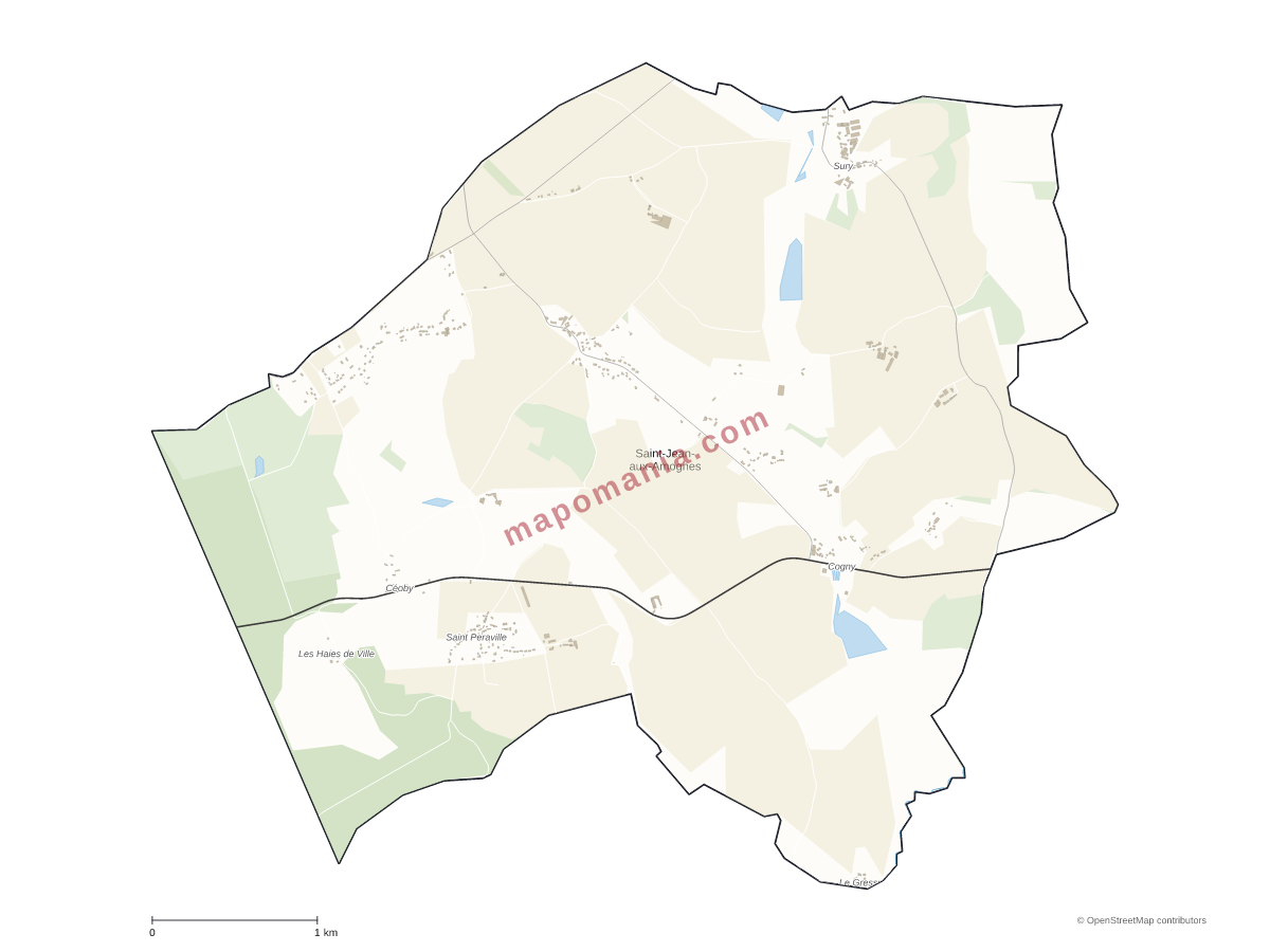 Carte de Saint-Jean-aux-Amognes à personnaliser