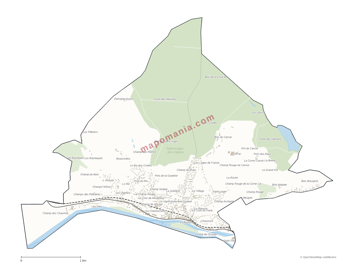 Carte de Saint-Léger-des-Vignes à personnaliser