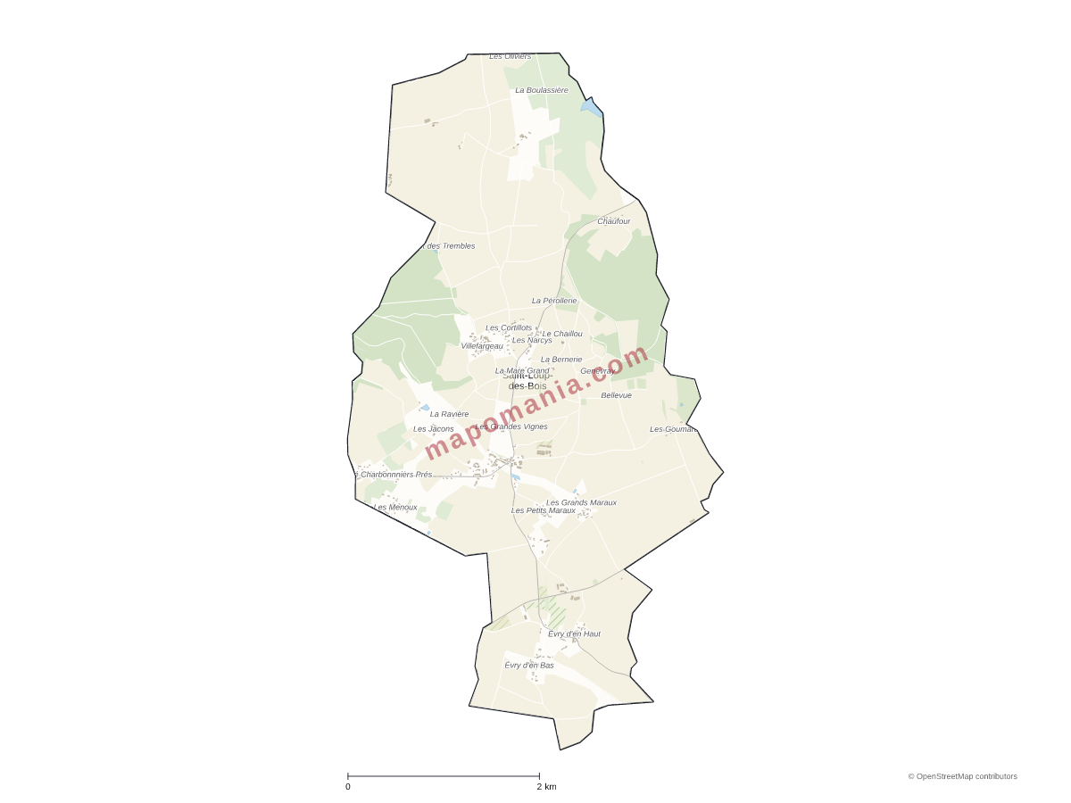Carte de Saint-Loup-des-Bois à personnaliser