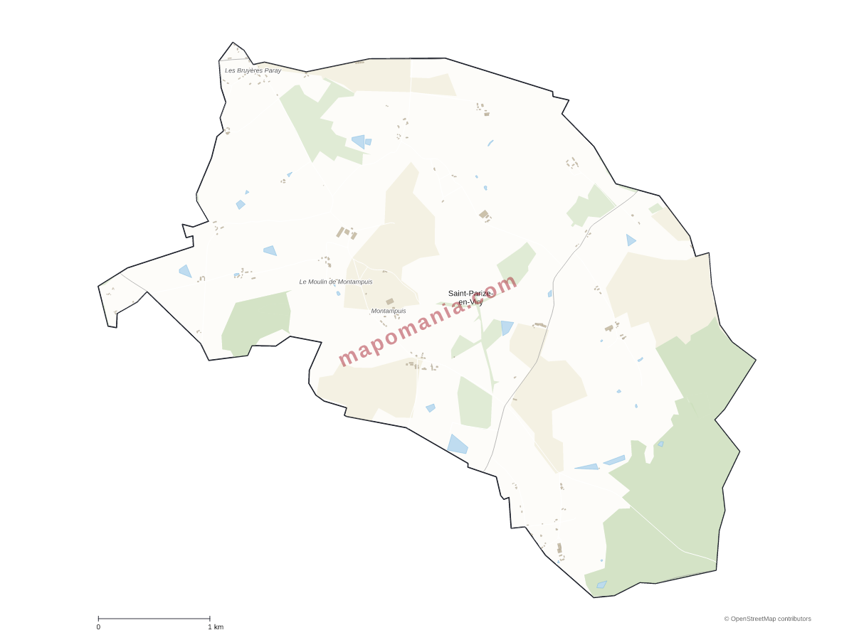 Carte de Saint-Parize-en-Viry à personnaliser