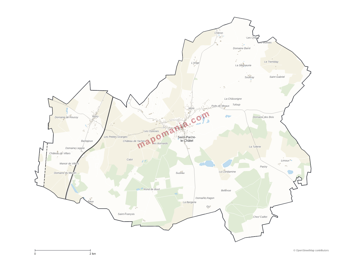 Carte de Saint-Parize-le-Châtel à personnaliser