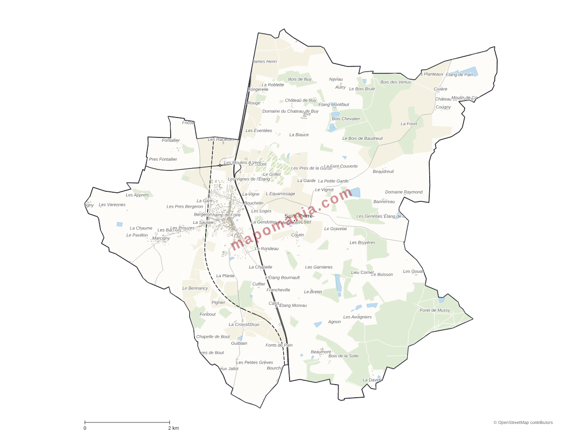 Carte de Saint-Pierre-le-Moûtier à personnaliser