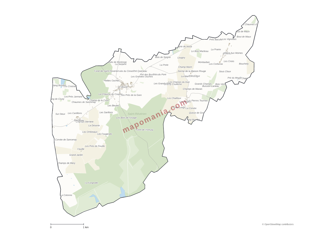 Carte de Saint-Révérien à personnaliser