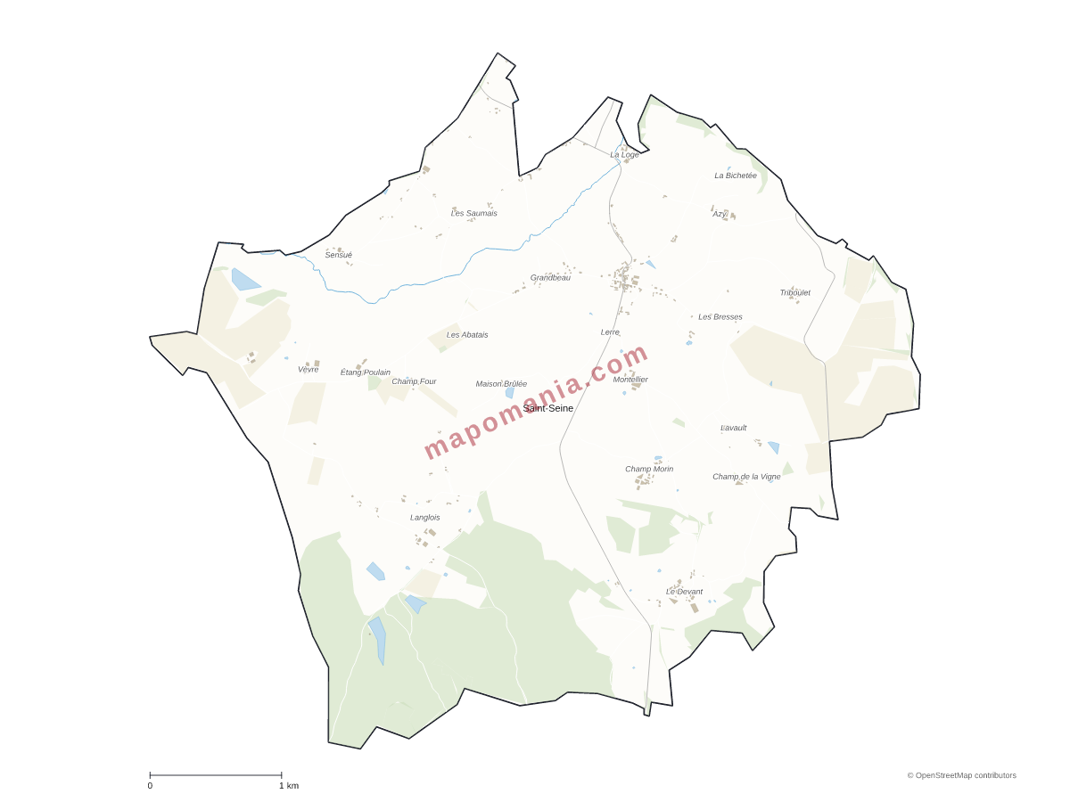 Carte de Saint-Seine à personnaliser