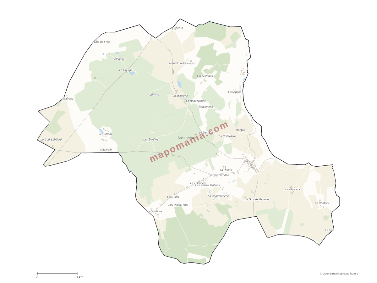 Carte de Saint-Vérain à personnaliser