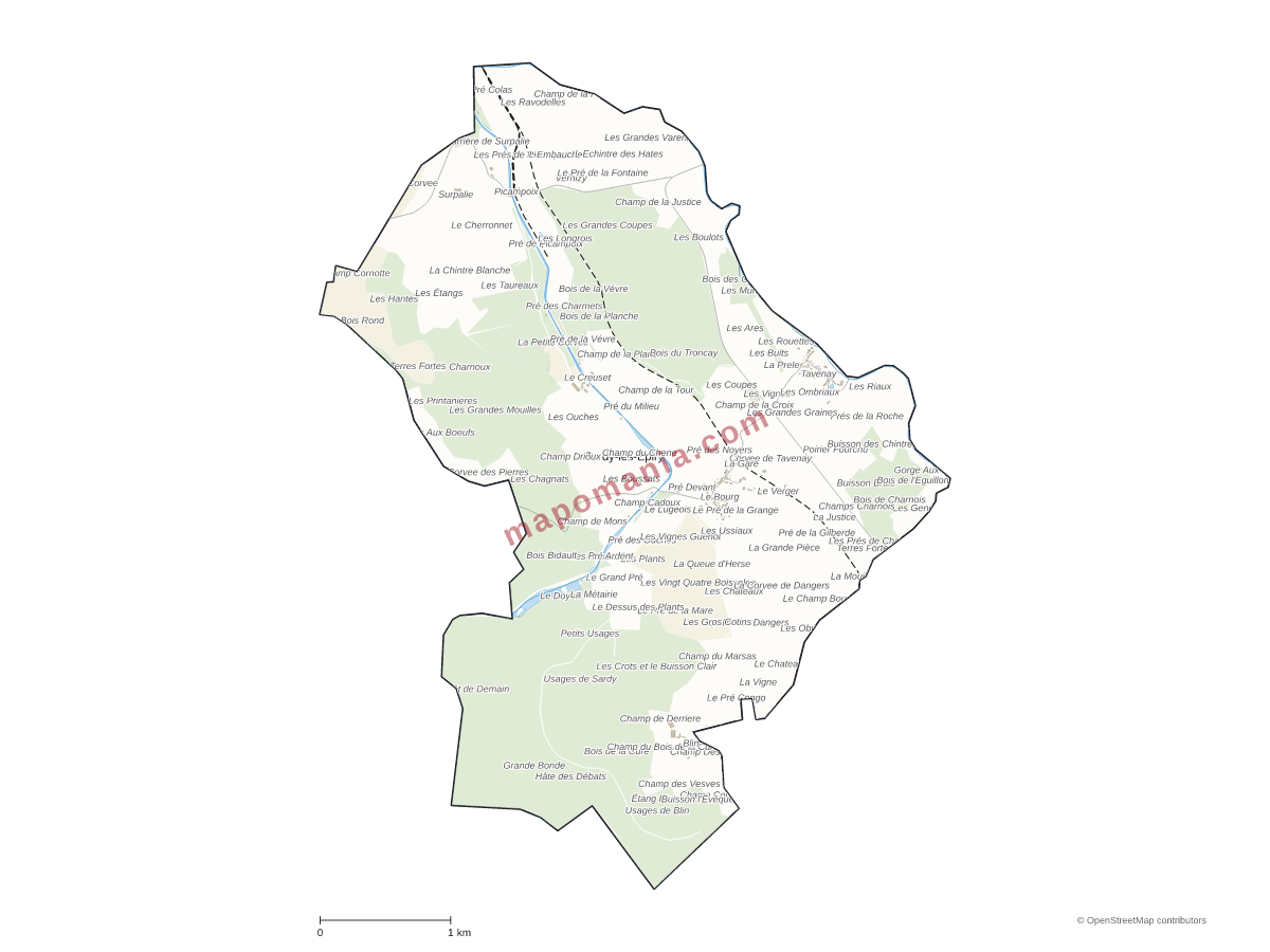 Carte de Sardy-lès-Épiry à personnaliser