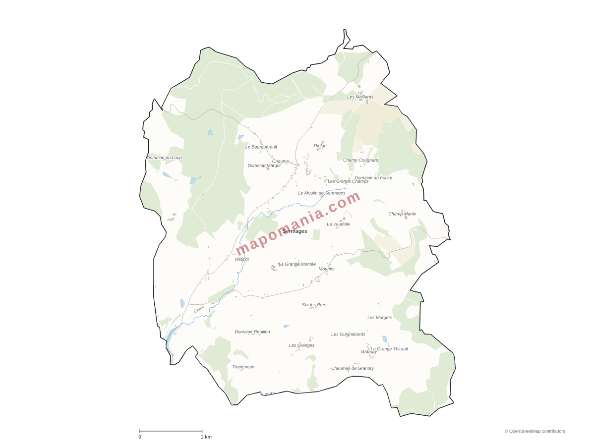Carte de Sermages à personnaliser
