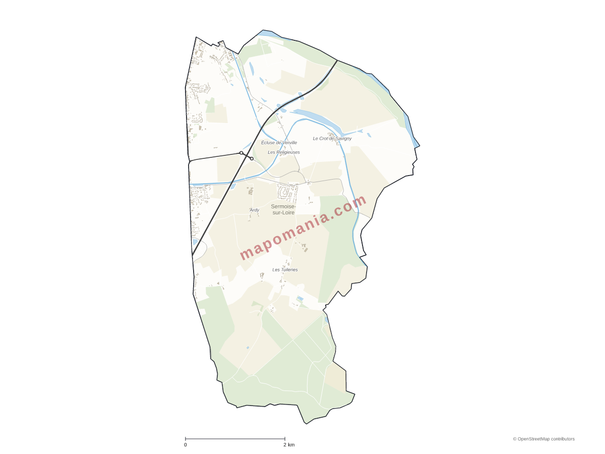 Carte de Sermoise-sur-Loire à personnaliser