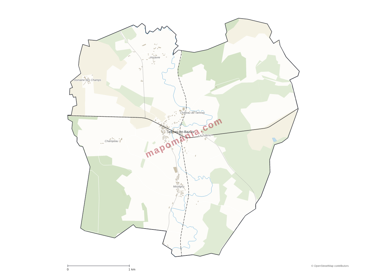 Carte de Tamnay-en-Bazois à personnaliser