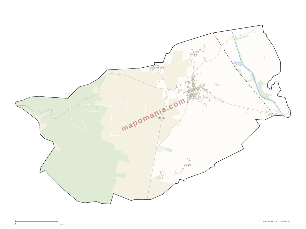 Carte de Tannay à personnaliser