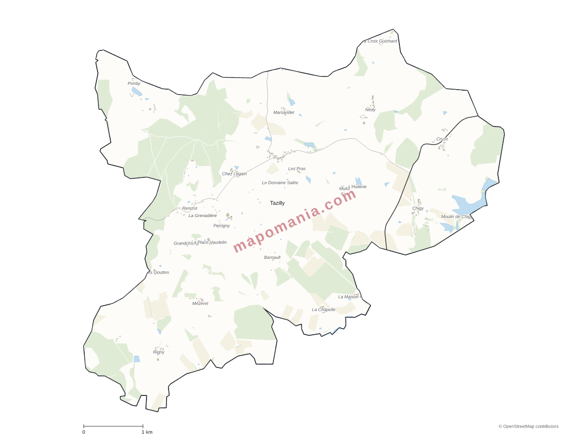 Carte de Tazilly à personnaliser