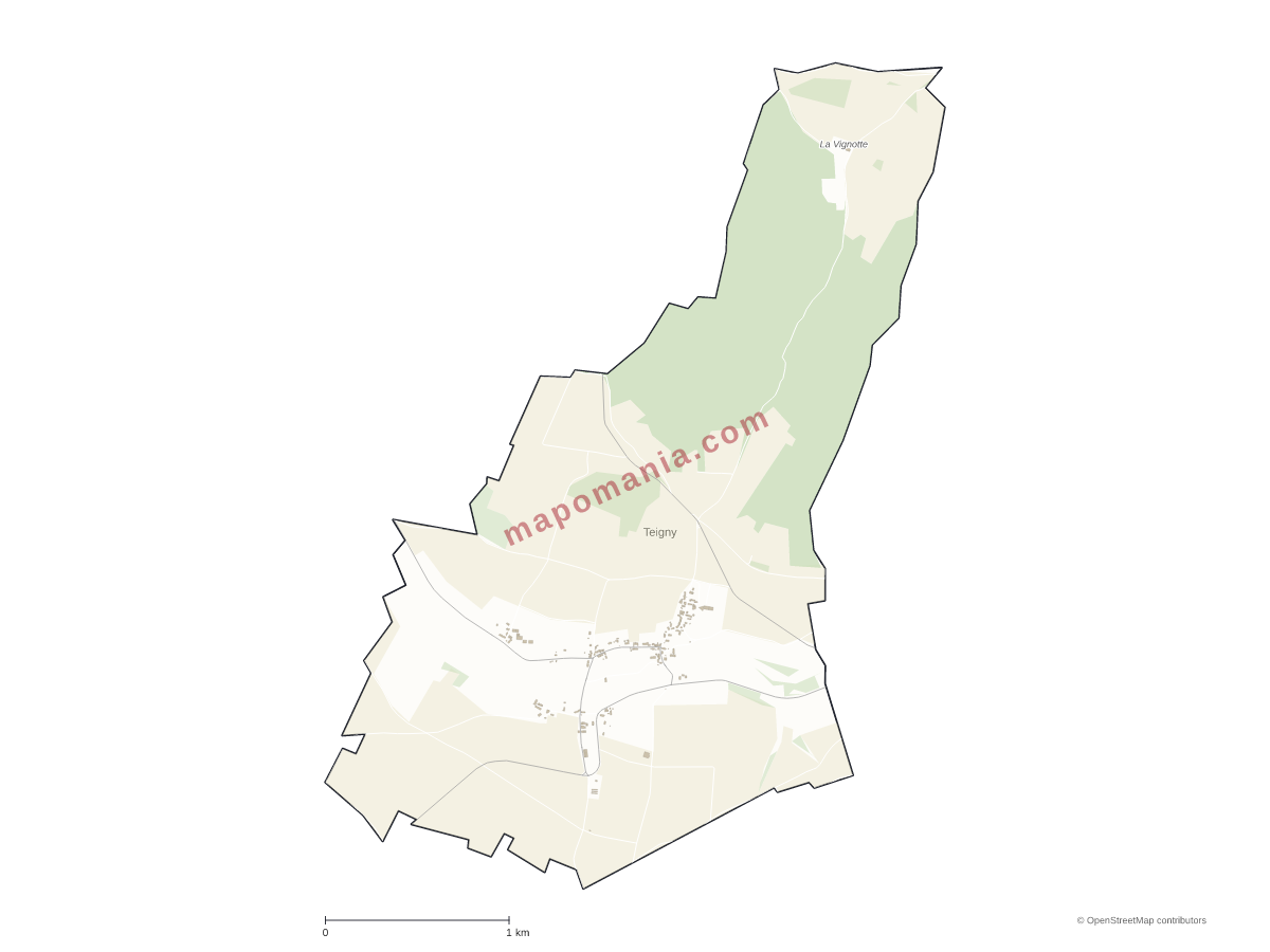Carte de Teigny à personnaliser