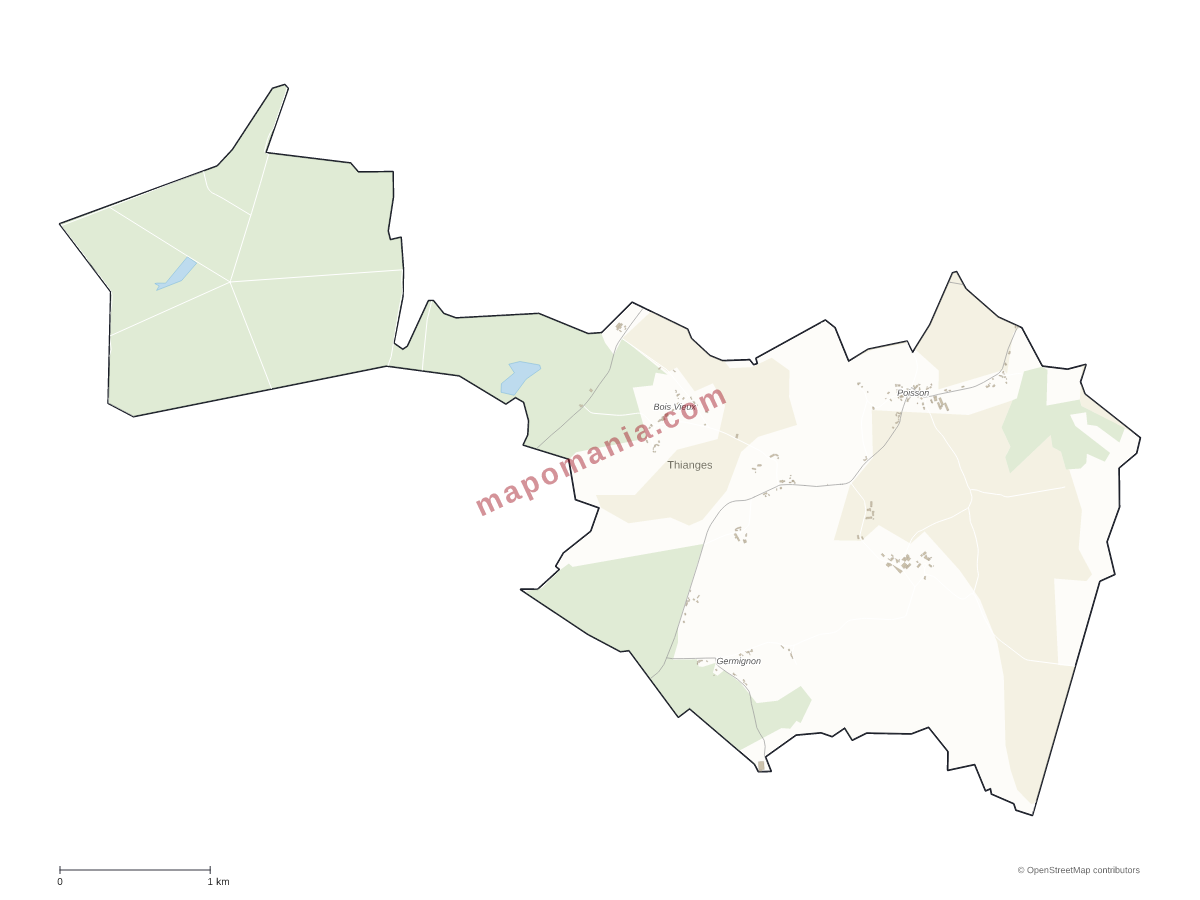 Carte de Thianges à personnaliser