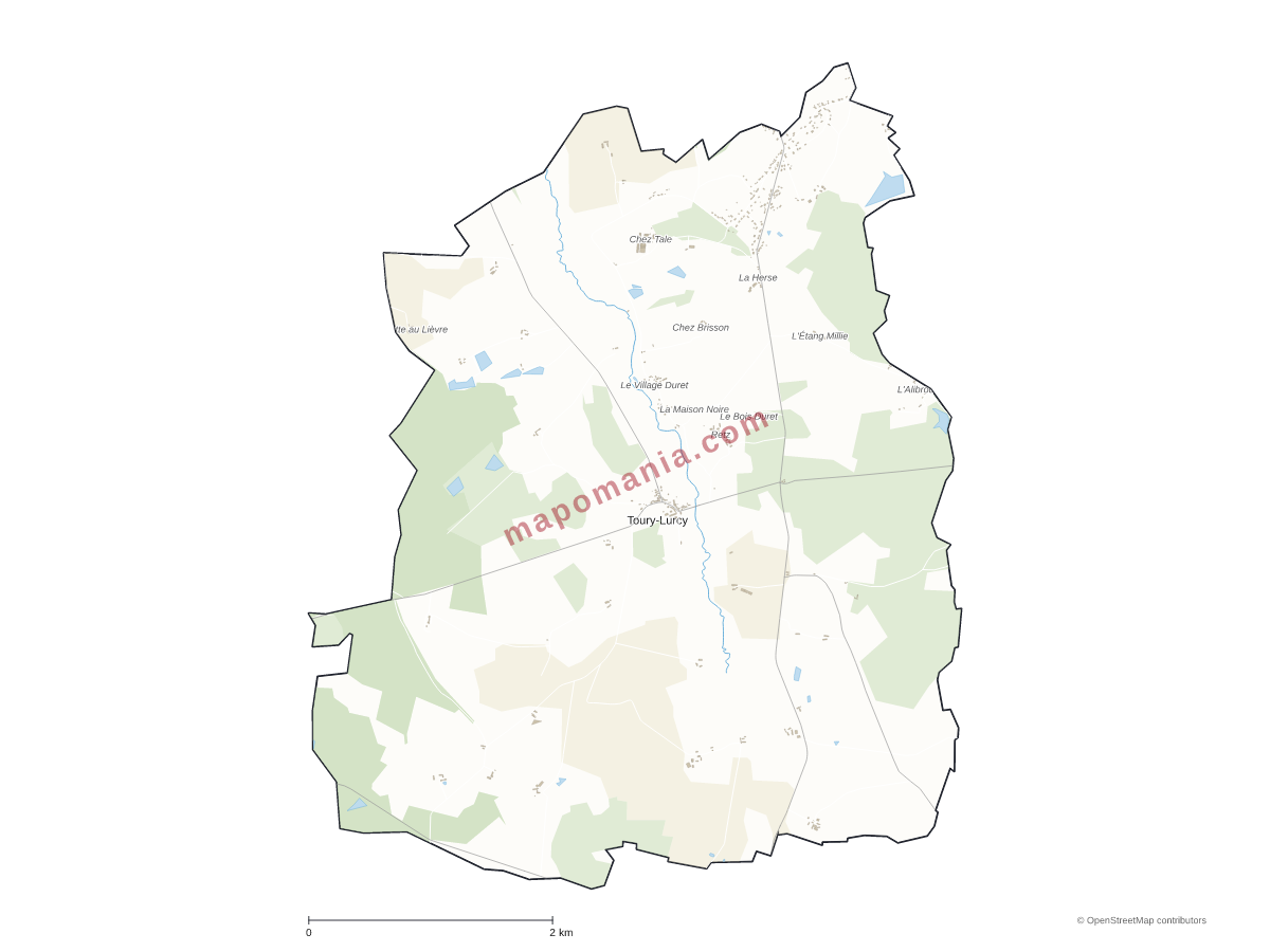 Carte de Toury-Lurcy à personnaliser