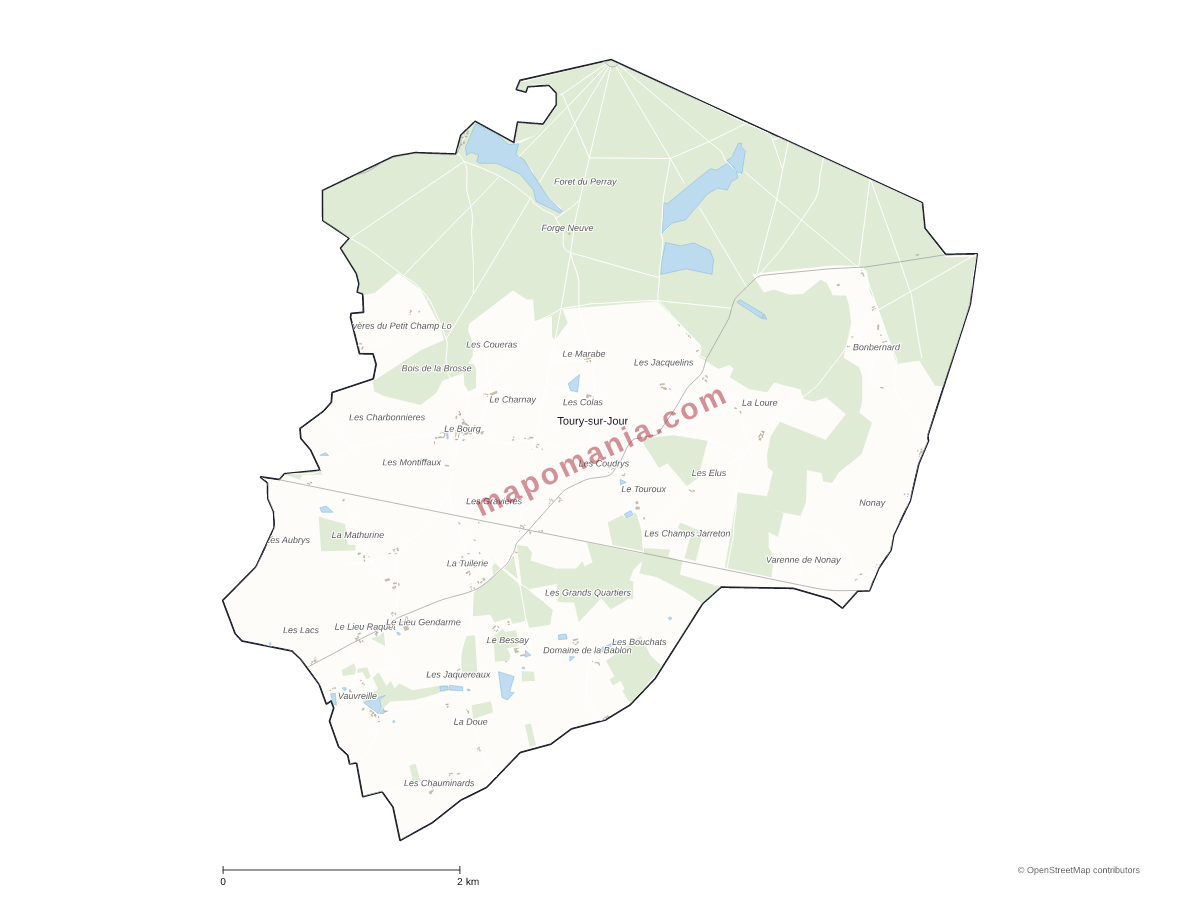 Carte de Toury-sur-Jour à personnaliser