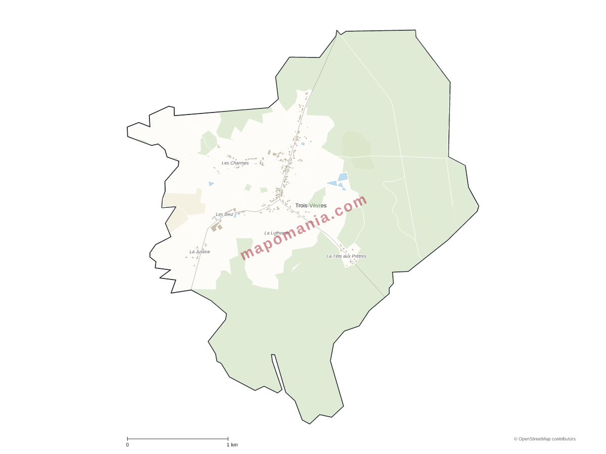 Carte de Trois-Vèvres à personnaliser
