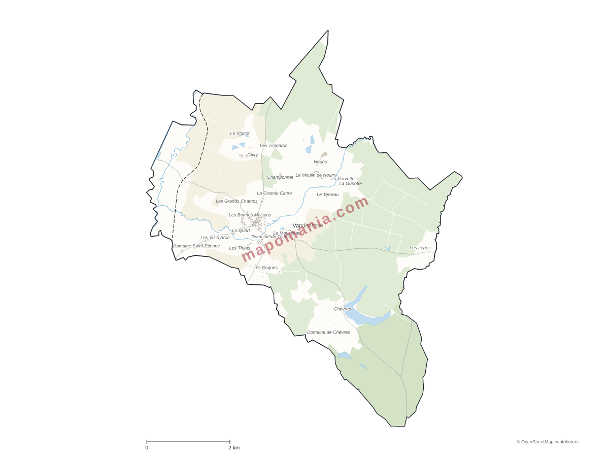 Carte de Vandenesse à personnaliser