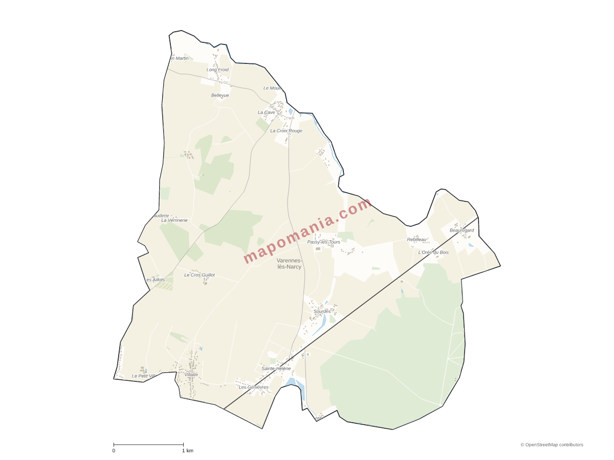 Carte de Varennes-lès-Narcy à personnaliser