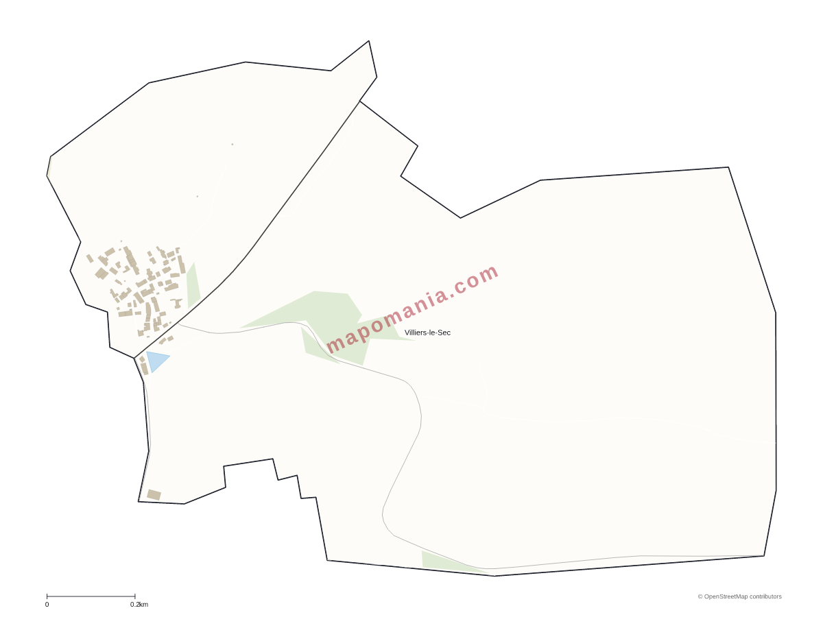 Carte de Villiers-le-Sec à personnaliser