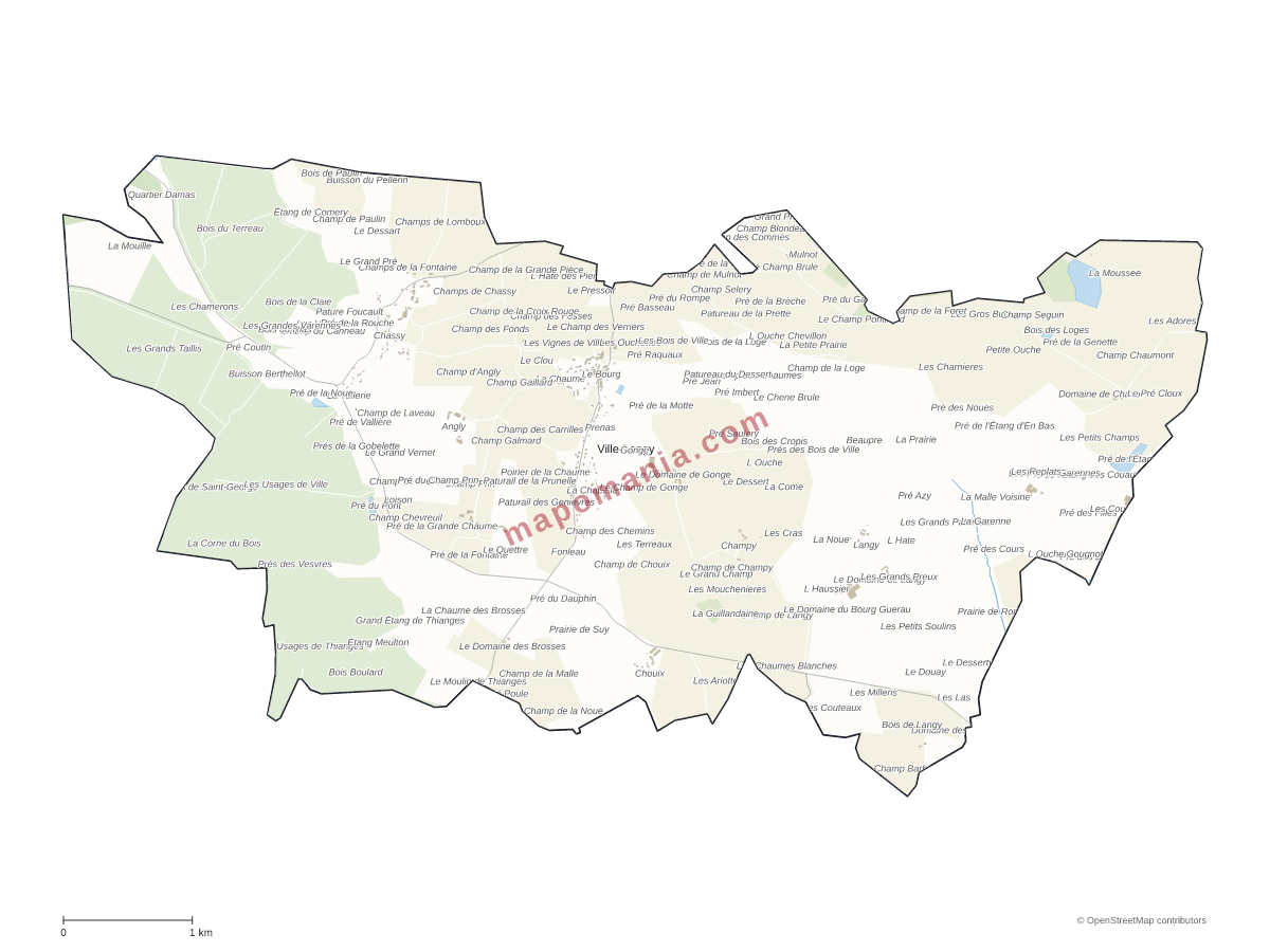 Carte de Ville-Langy à personnaliser