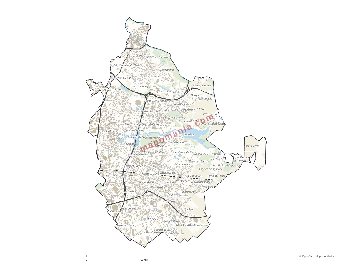Carte de Villeneuve-d'Ascq à personnaliser