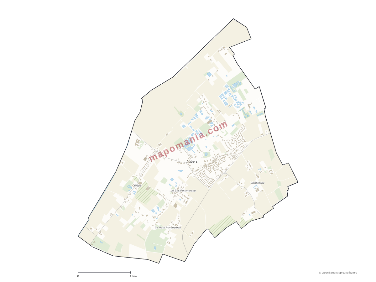 Carte de Aubers à personnaliser