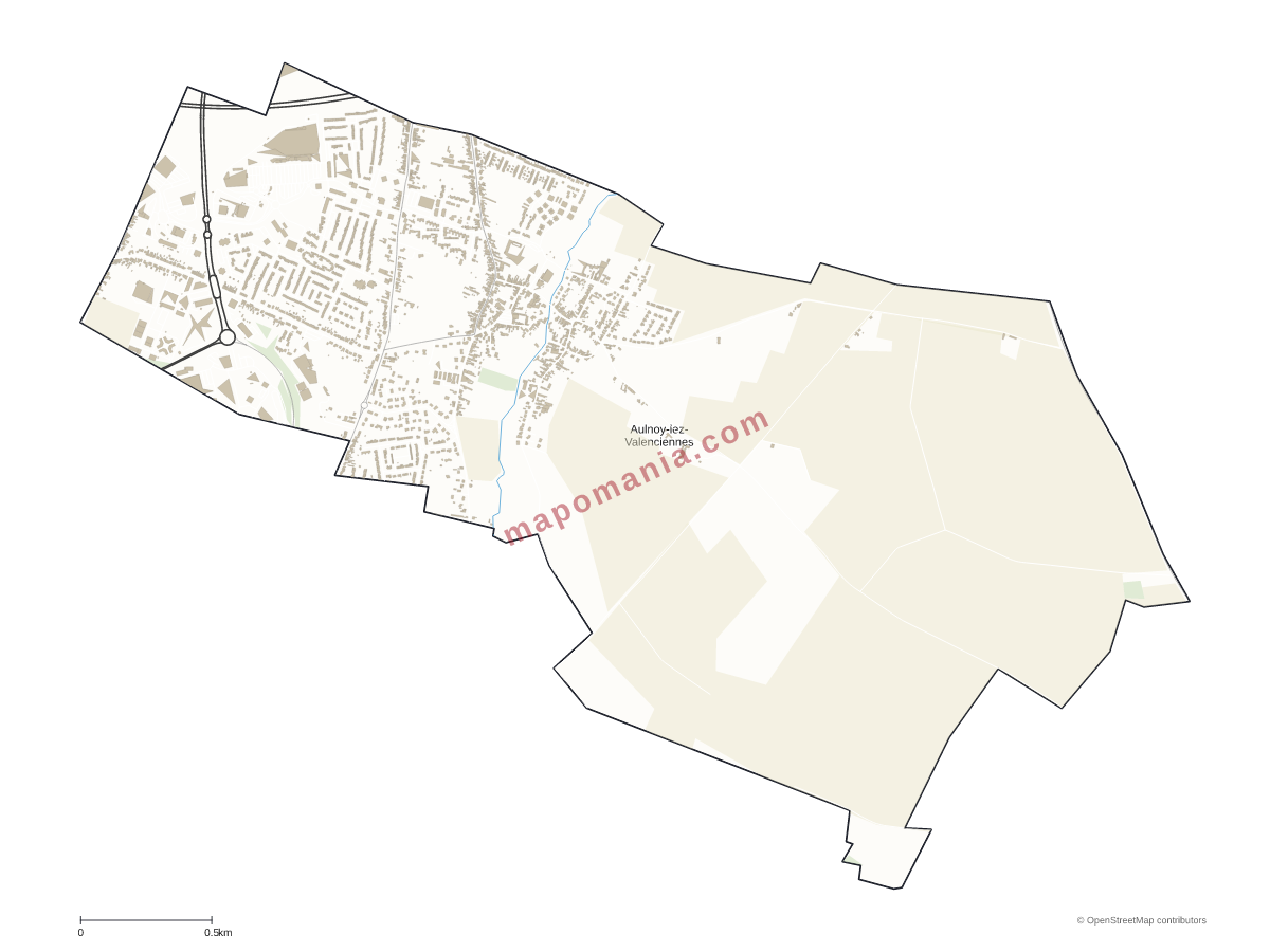 Carte de Aulnoy-lez-Valenciennes à personnaliser