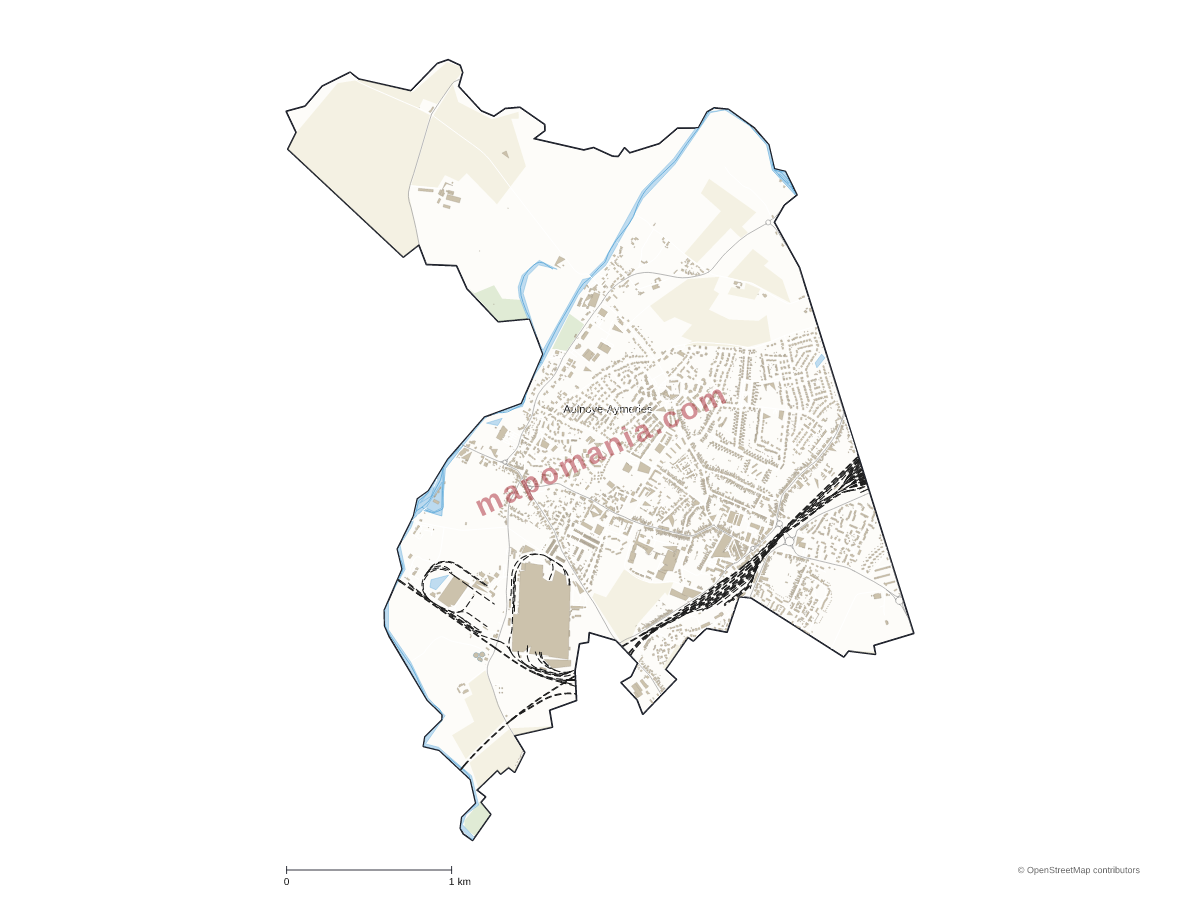 Carte de Aulnoye-Aymeries à personnaliser