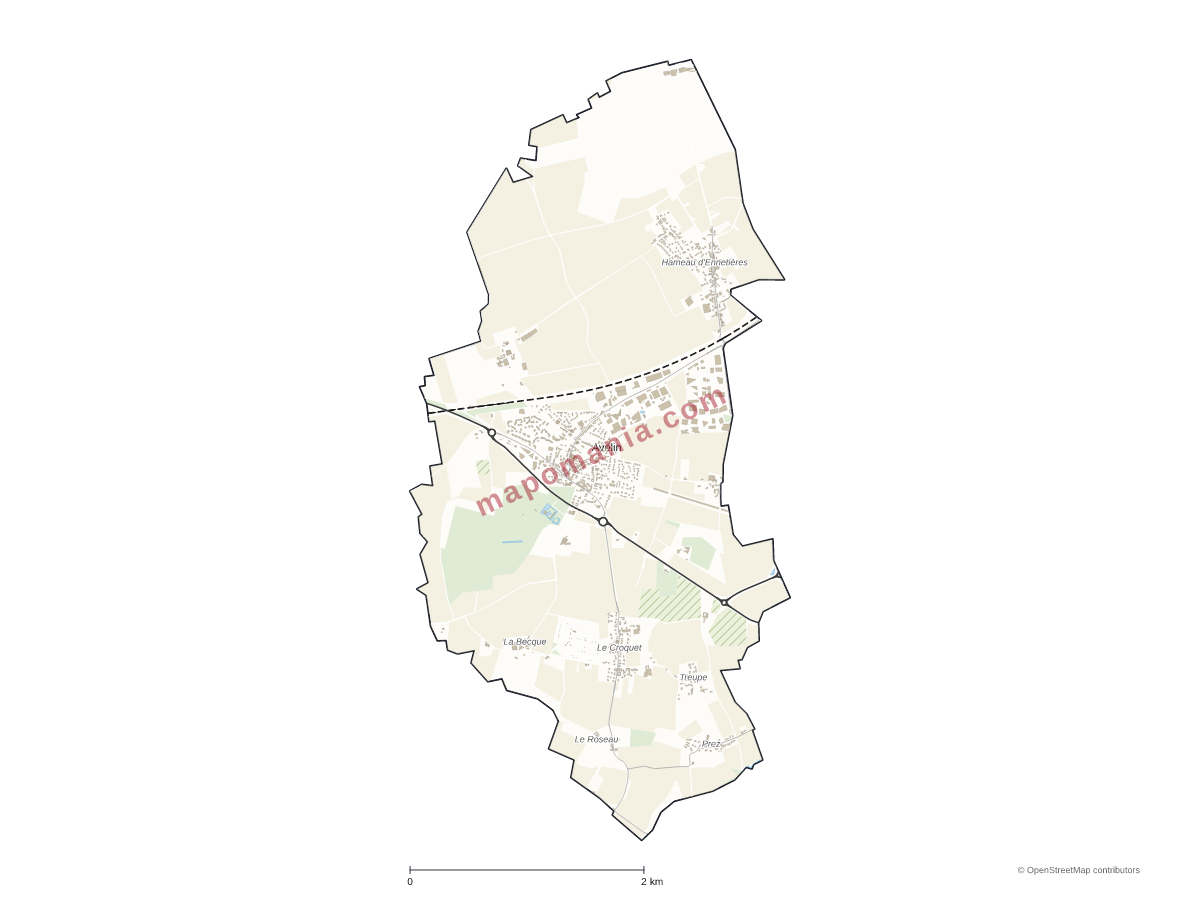 Carte de Avelin à personnaliser