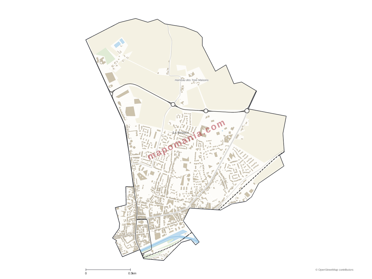 Carte de La Bassée à personnaliser