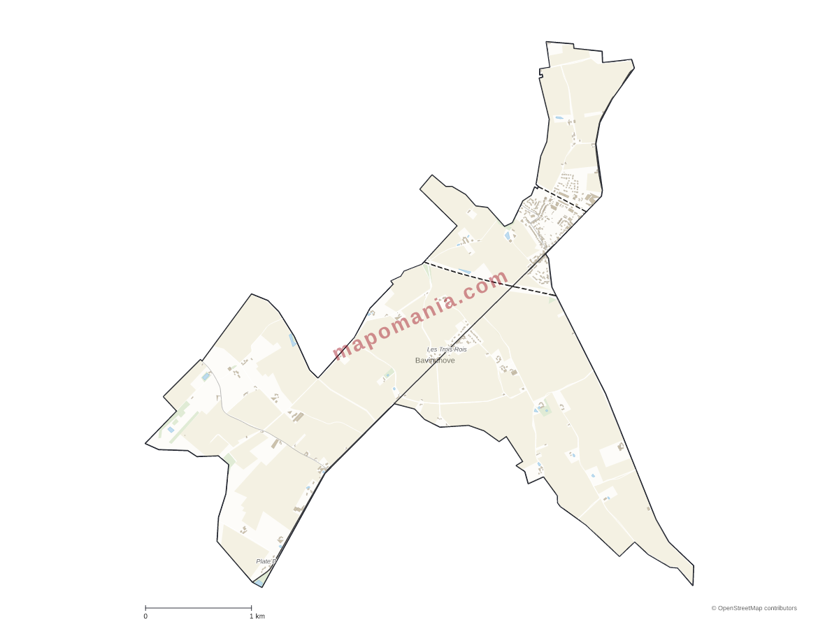 Carte de Bavinchove à personnaliser
