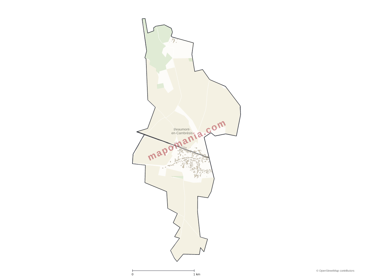 Carte de Beaumont-en-Cambrésis à personnaliser