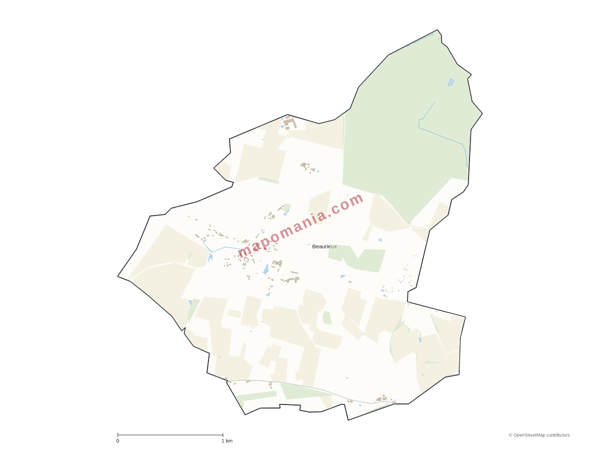 Carte de Beaurieux à personnaliser