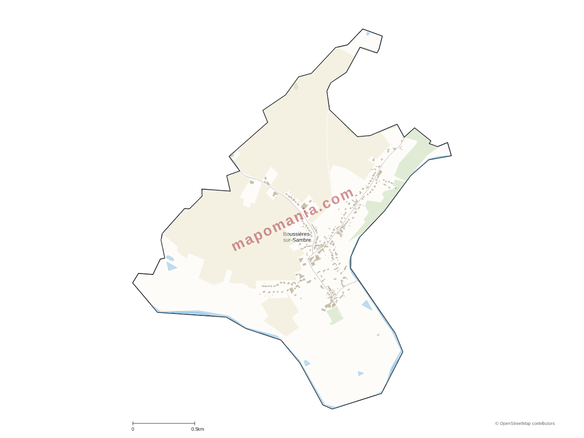 Carte de Boussières-sur-Sambre à personnaliser