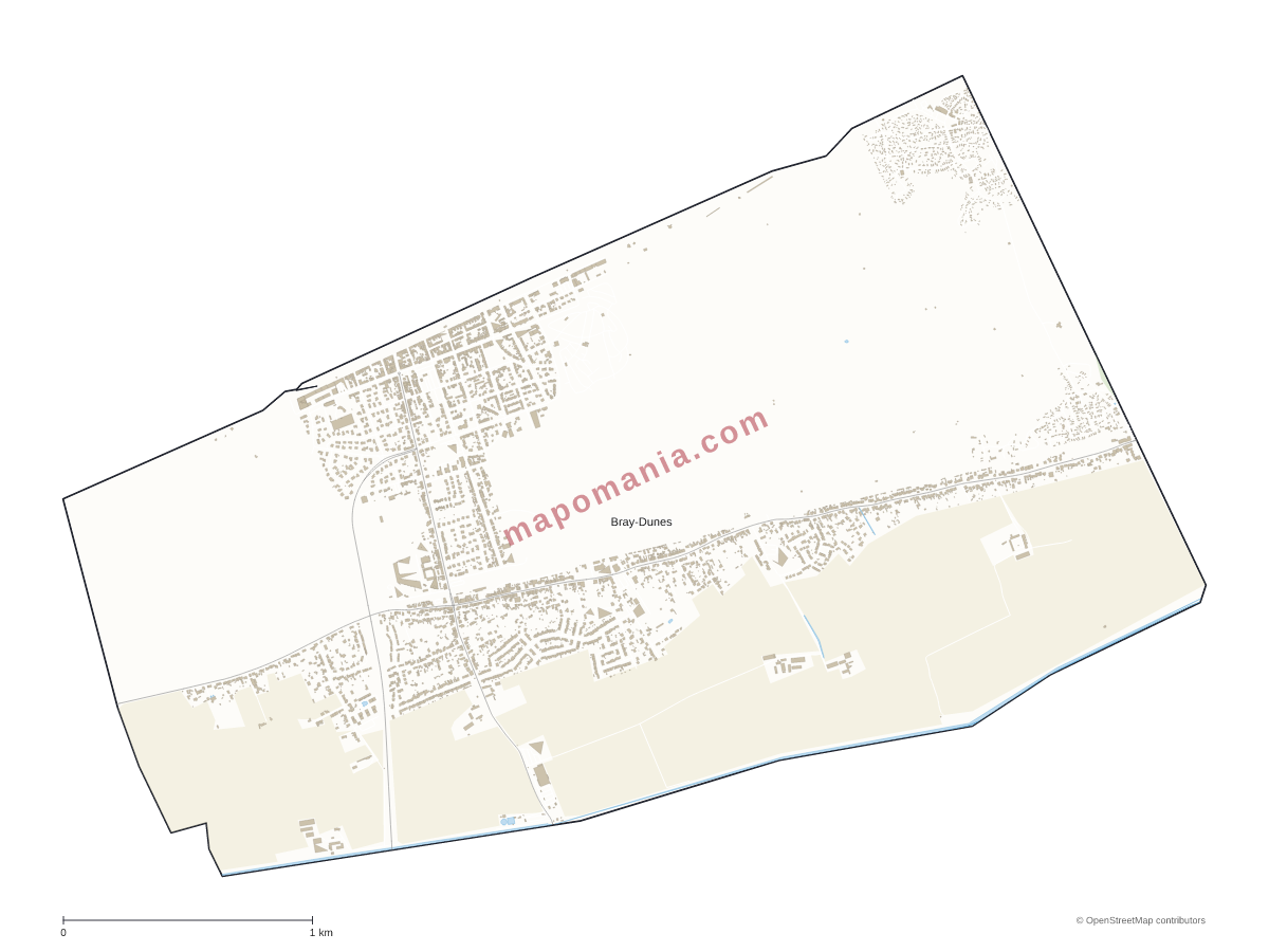 Carte de Bray-Dunes à personnaliser