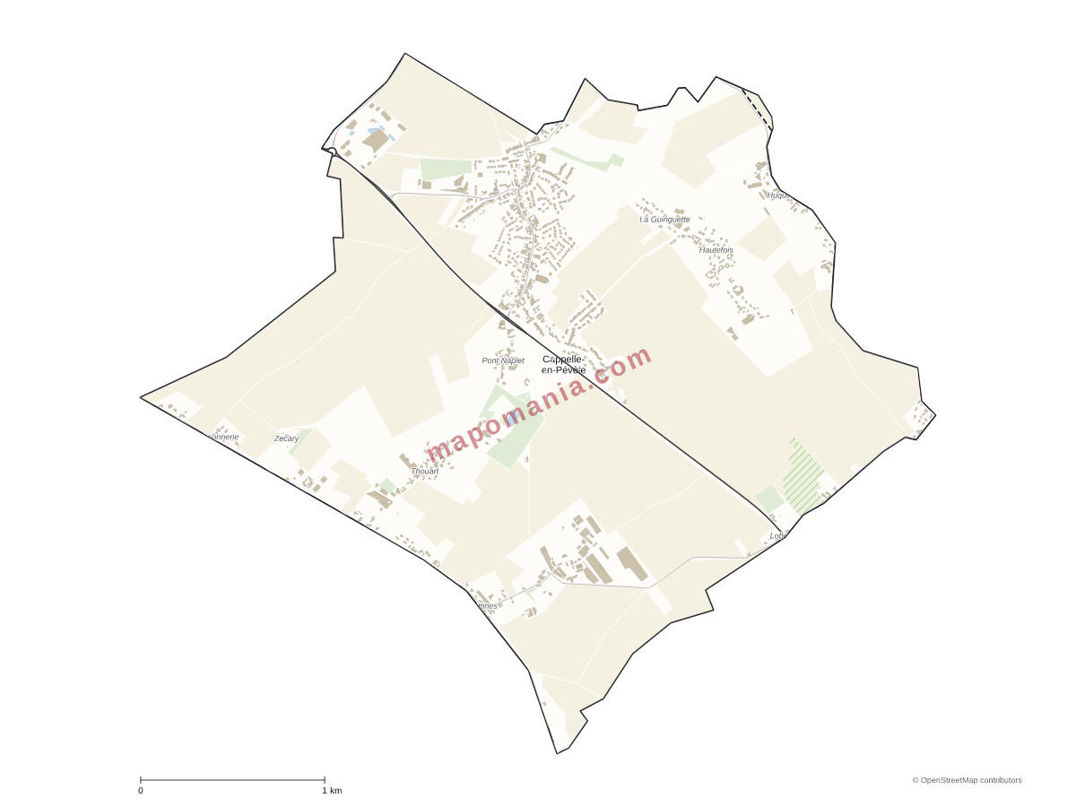 Carte de Cappelle-en-Pévèle à personnaliser