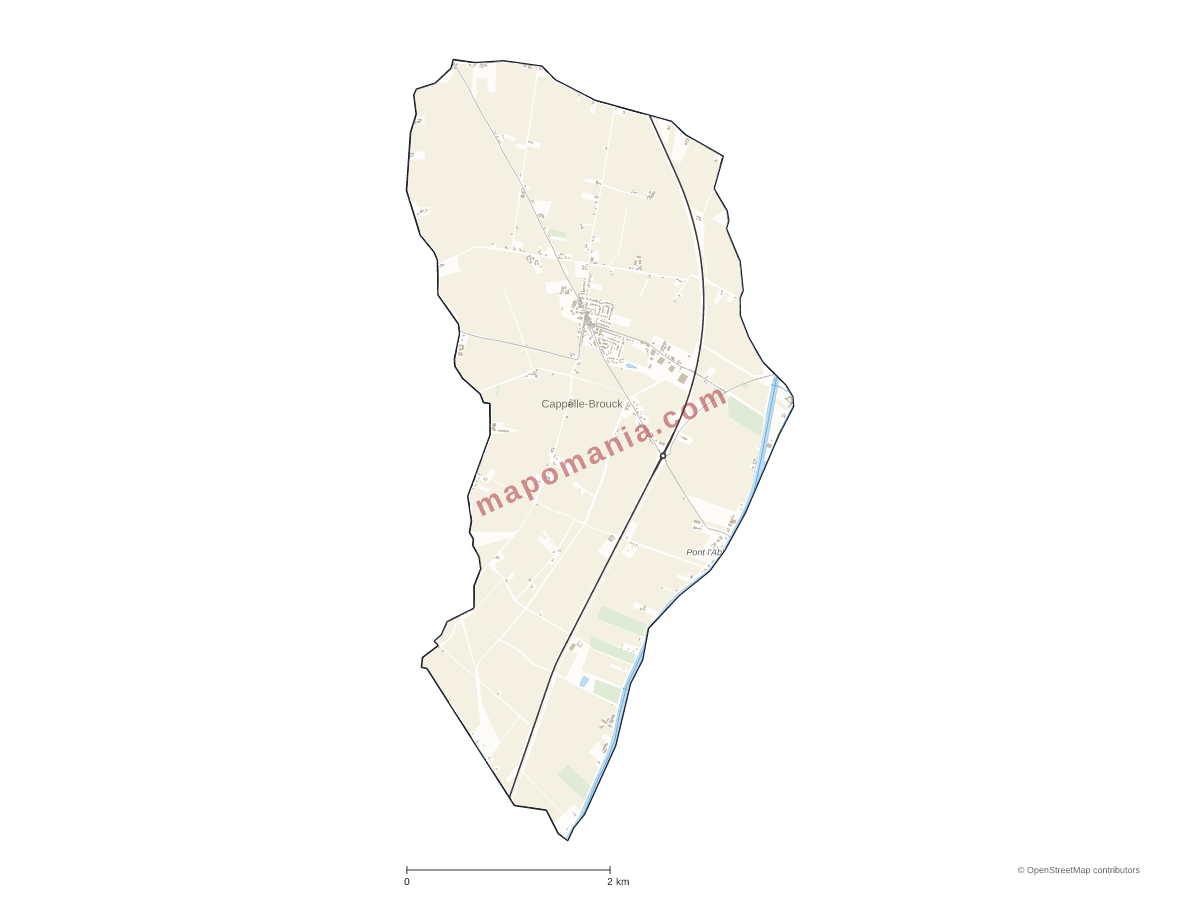 Carte de Cappelle-Brouck à personnaliser