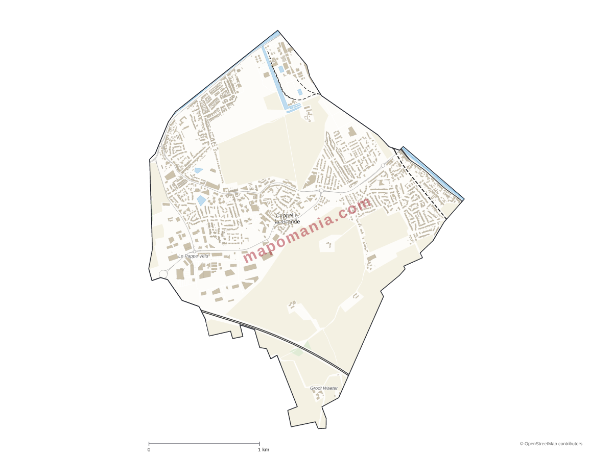 Carte de Cappelle-la-Grande à personnaliser