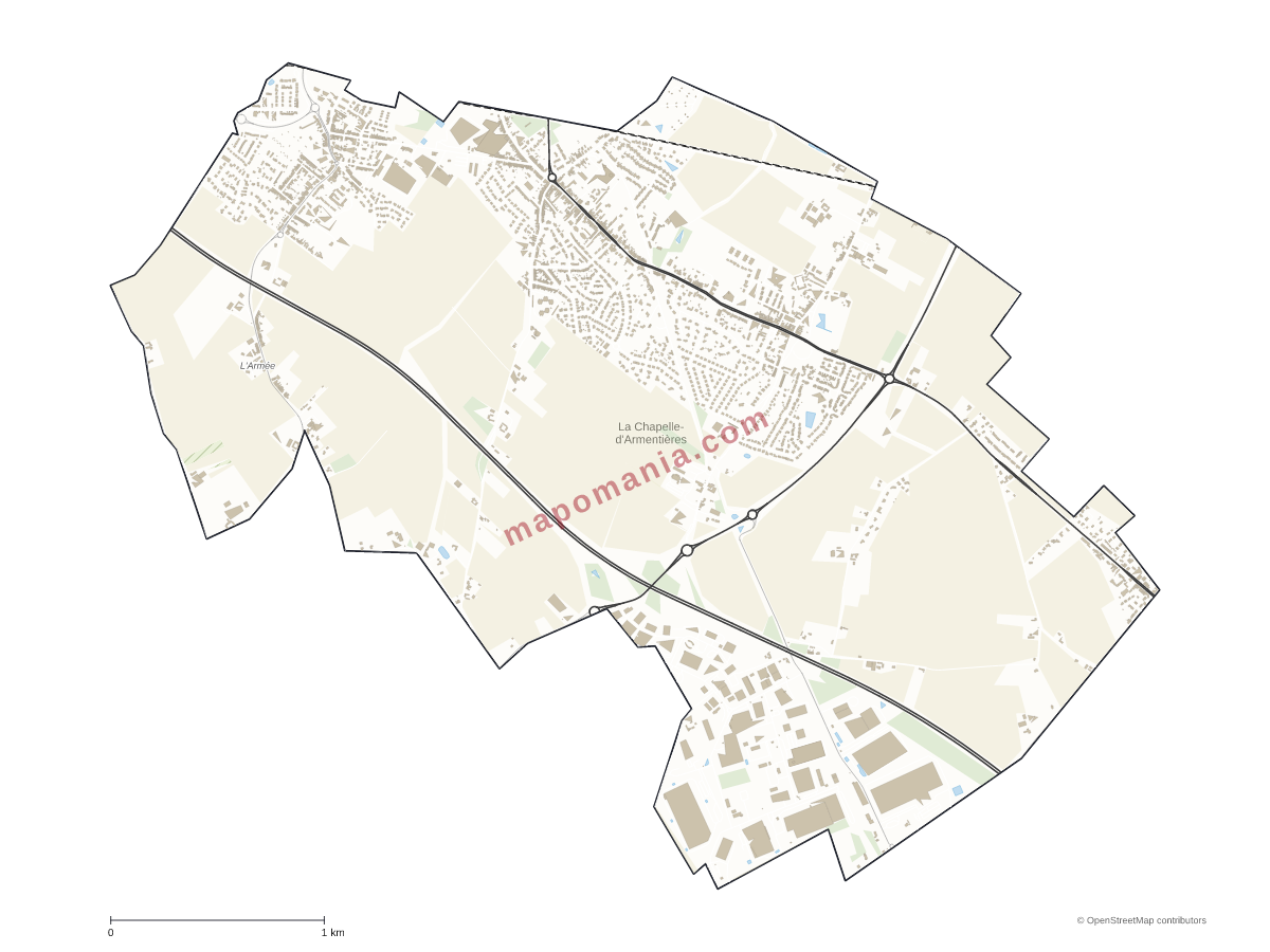 Carte de La Chapelle-d'Armentières à personnaliser