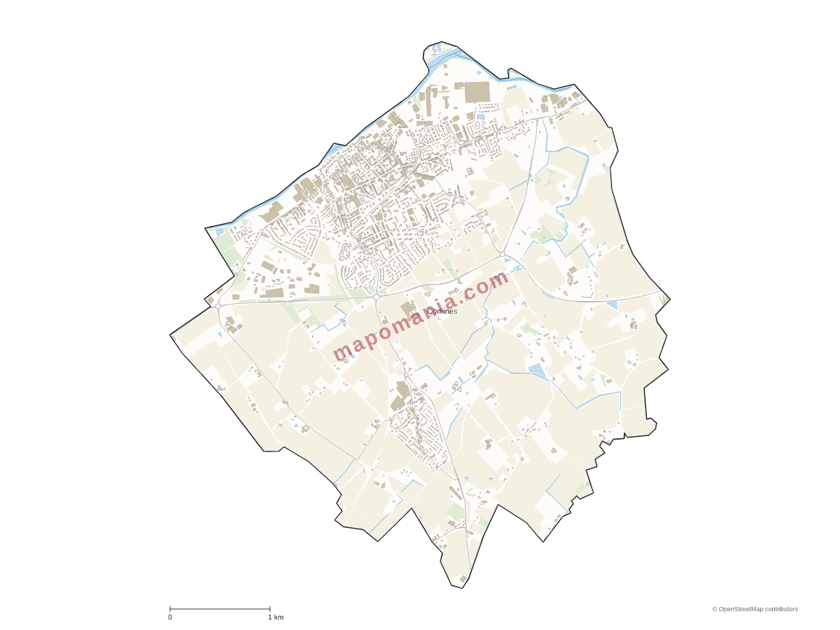 Carte de Comines à personnaliser