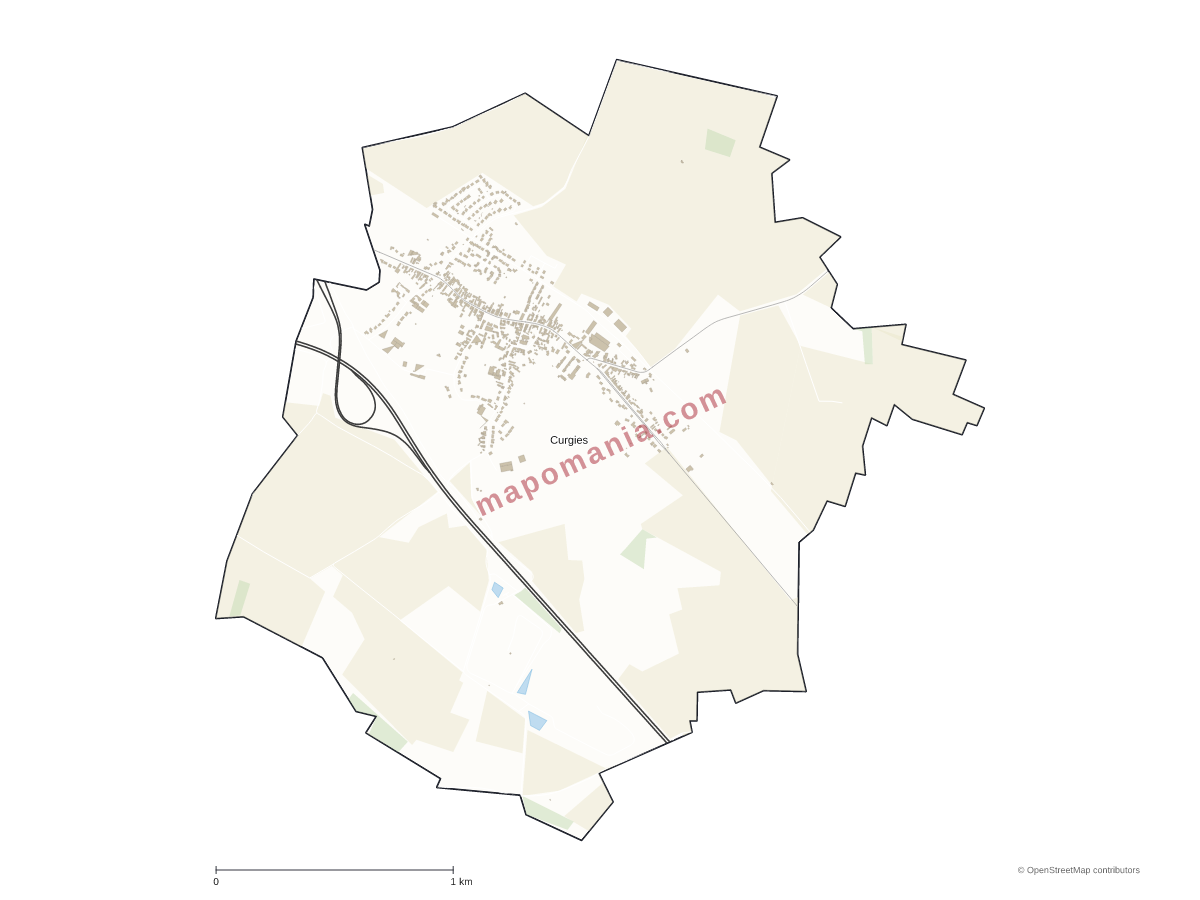Carte de Curgies à personnaliser