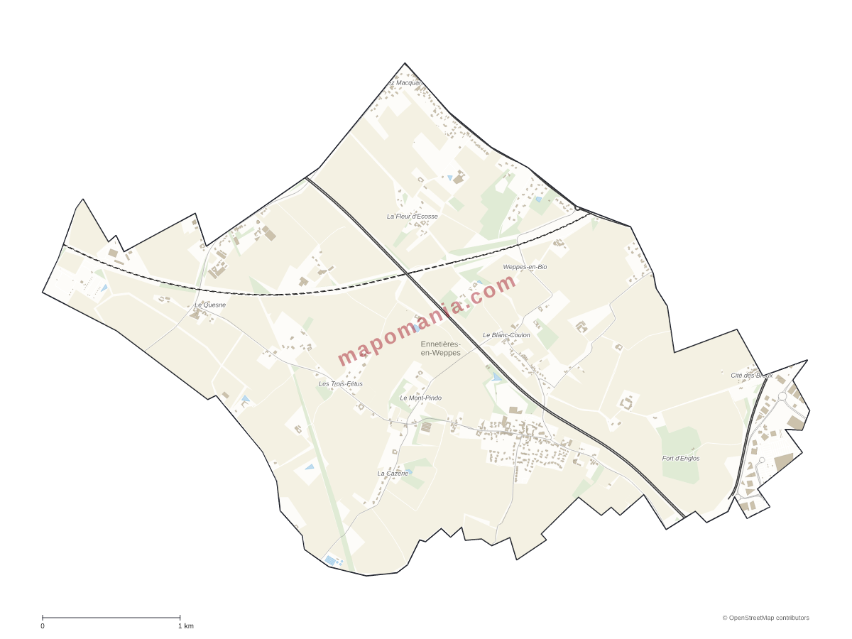 Carte de Ennetières-en-Weppes à personnaliser