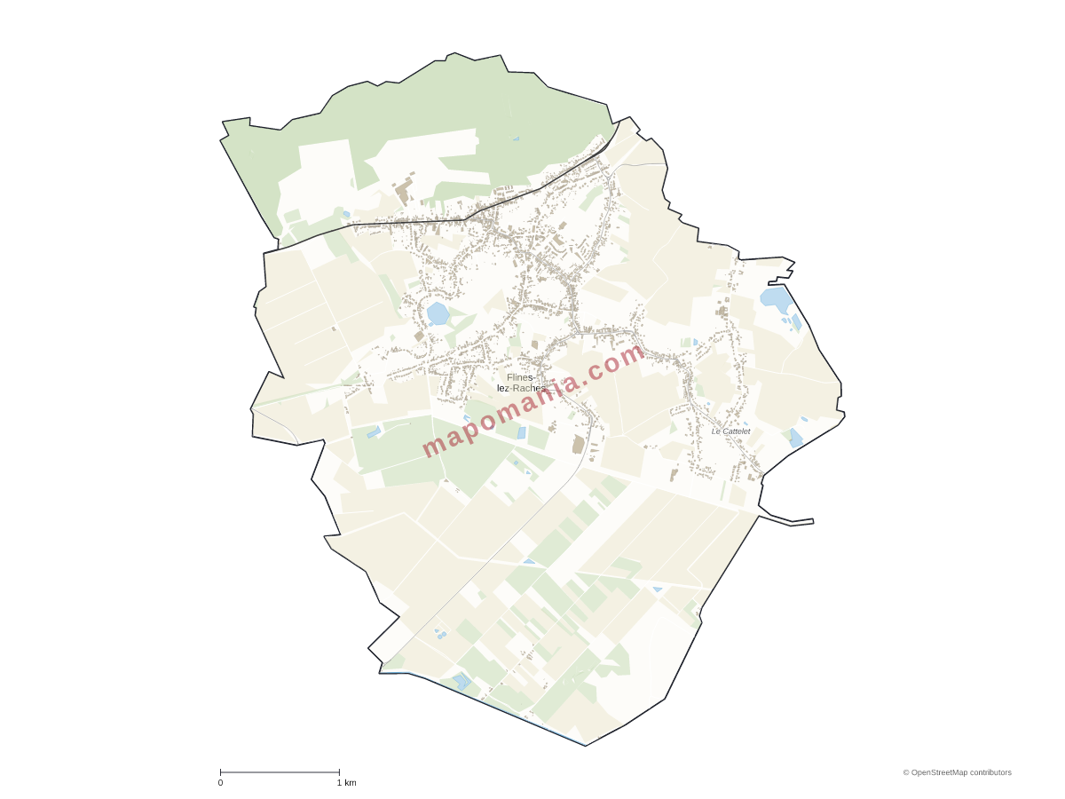 Carte de Flines-lez-Raches à personnaliser