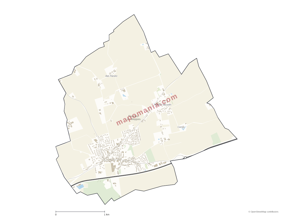 Carte de Fournes-en-Weppes à personnaliser