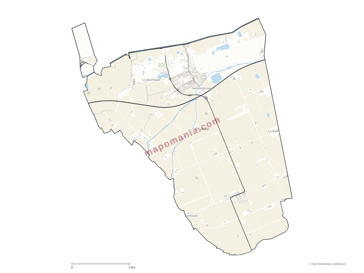 Carte de Ghyvelde à personnaliser